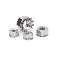 10/25ps M3 M4 M5 M6 M8 6#-32UNC 10-24UNF A2-70 304 Stainless Steel Metric US UK Standard Thread Toothed Serrated K Type Lock Nut