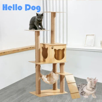 Sisal Rope Cat Tree Scratching Toy Cat Tower Grinding Paws Cat Scratchers Wear-Resistant Cat Interaction Wooden Accessories