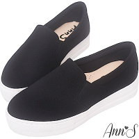 Ann’S進化2.0!韓國絨足弓墊腳顯瘦厚底懶人鞋-黑