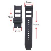 Watch accessories silicone strap black for INVICTA Infanta watch with 26mm men's and women's waterproof sports rubber strap
