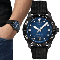 【TISSOT 天梭 官方授權】SEASTAR 1000 海星系列 潛水機械腕錶 禮物 推薦(T1208073704100)