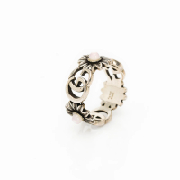 【GUCCI 古馳】Marmont 925純銀珍珠小雛菊花朵造型戒指(#12碼)