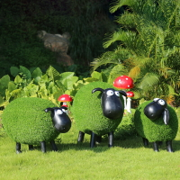 庭院花園布置草坪景觀裝飾動物草皮植絨卡通羊擺件創意幼兒園裝飾