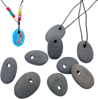 Lifetip 10PCS Top Drilled Pebbles 0.8"-1.0" Tiny Drilled River Stones Rocks for CraftsPaintingPendan