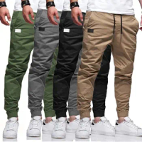 Cargo Pants 2024 new men's casual pants slim fit with small feet trend pants leggings