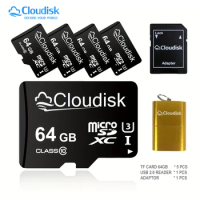 Cloudisk 5Pack MicroSD Card 64GB 32GB 16GB 8GB 4GB 2GB 1GB MicroSDHC U3 U1 A2 A1 C10 UHS-I MicroSDXC Memory TF Card With Adapter