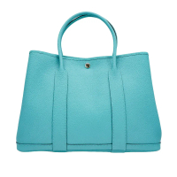 Hermes Garden Party GM 牛皮銀釦手提包(珊瑚藍)