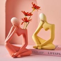 北歐風抽象人物思考者藝術花瓶擺件家居創意現代簡約裝飾品