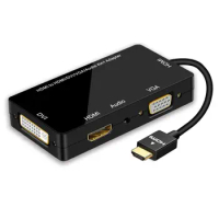 HDMI Splitter to HDMI DVI VGA Audio Converter Gold-plated Jack 4K for Laptop Computer HDTV PS3 Multiport 4-in-1 HDMI Adapter