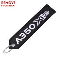 Black AIRBUS A350 Keychain Double-sided Embroidery Aviation Key Ring Chain for Aviation Gift Phone Strap Lanyard A350 Keychains
