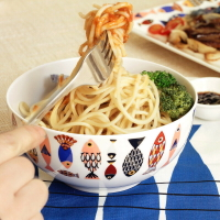 藍魚創意家用餐具面碗湯碗甜品沙拉碗飯碗拉面碗陶瓷大碗