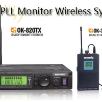 OK-820TX Transmitter OK-32R Lavalier Receivers Wireless In Ear Monitor System Stereo earphones Earbuds Family Fun TV earphone