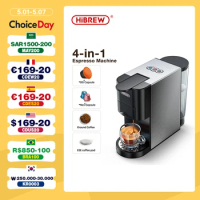 HiBREW Coffee Machine 4in1 Multiple Capsule Espresso Dolce Milk&amp;Nespresso&amp;ESE Pod&amp;Powder Coffee Maker Stainless Metal Outook H3