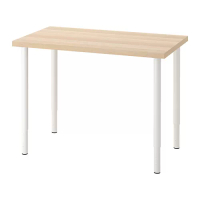 LINNMON/OLOV 書桌/工作桌, 染白橡木紋/白色, 100x60 公分