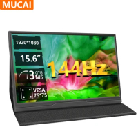 MUCAl 15.6 Inch 144Hz Portable Monitor IPS Display Screen FHD 1920*1080 Travel Gaming For Laptop Phone Switch ps4/5 XboX MacBook