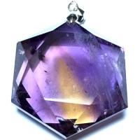 Free shipping Natural amethyste crysta lametrine big satellite pendant facets with rope drop shipping