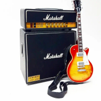 Miniatur Gitar Lespaul Sunburst Dan Miniatur Amplifier Sound Marshall