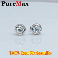 0.5ct/1ct Premium Round Moissanite Stud Earrings Original 925 Silver Women's Classic Moissanite Earrings Party Jewelry 2023