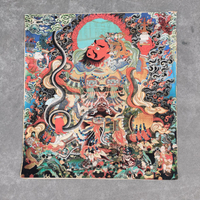 西藏佛像 唐卡畫像礦物顏料牛皮紙畫芯 唐卡四大天王像 護法 掛畫
