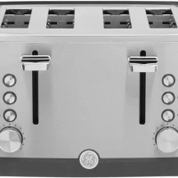 GE Stainless Steel Toaster 4 Slice Extra Wide Slots for Toasting Bagels Breads Waffles &amp; More 7 Shade the Entire Household