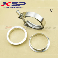 Kingsun 3'' sus 304 Stainless Steel V Band Clamp Kit With Two Normal V Band Flange Professional For Turbo/Exhaust Downpipes