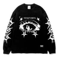 YESZY.MFG Onsight Black Longsleeve - S dengan Rekaan Mata Unik dan Lengan Berlogo