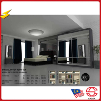 Cassa HHA SLT.01 8X8 6X8 Bed Room Set 2 DOOR Sliding Wardrobe + Dressing Table + Night Stand Side Ta