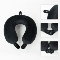 Travel Cushion Memory Foam U-shaped Travel Pillow with Adjustable Neck Support Storage Bag Solid Color for Comfortable