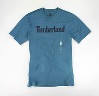美國百分百【全新真品】Timberland logo款 百搭 經典 素面T 文字T 男T恤 短T T-shirt 藍色 S XL號
