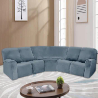 7-Piece L Shape Velvet Stretch Recliner Corner Sofa Covers for Sectional Sofa Set Reclining L Shape Sofa Slipcovers