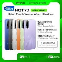 Infinix Hot 70 8/128GB - Up to 16GB Extended RAM - Helio G100 Ultimate - 6.78 inch 120Hz - 50MP - 60