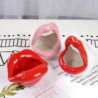 Send Boyfriend Gift Cigarett Ceramic Ashtray Cute Cartoon Ashtray Lips Creative Personality Trendy Mouth Fashion Home Mini