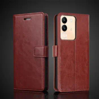 Card Holder Cover Case for Vivo V29e Pu Leather Flip Cover Retro Wallet Phone Case Vivo V29e Business Fundas Coque