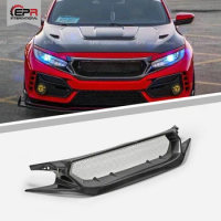 For FK8 FK7 FC1 JS Racing Style Carbon Fiber Front Grill Trim FK7 Glossy Carbon Bumper Grills For Civic 2017+ Type R FK8