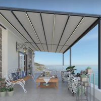 Electric sunshade retractable awning outdoor roof rainproof villa terrace gazebo outdoor courtyard canopy folding