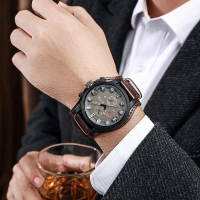 YIKAZE R Men 'S Watches Classic Luxury Business Quartz Watch Fashion Big Dial Leather Strap Date Military Wristwatch For Men