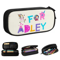 Creative A Is For Adley Funny Rainbow Unicorn Pencil Case Pencilcases Pen Box for Girl Boy Big Capacity Pencil Bags