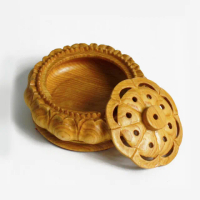 【荒木雕塑藝品】檜木手工雕刻環香爐(小)