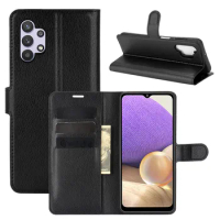 SM-A325F Case for Samsung Galaxy A32 2021 (4G VER) Cover Wallet Card Stent Book Style Flip Leather black 32A A325 GalaxyA32 A 32