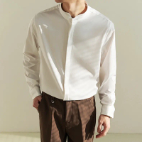 DNT - baju lengan panjang lelaki, pakaian lelaki, sutera ais, ascetic, kasual, kurta, gaya Korea, as