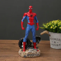 30cm Hot Toys Marvel Iron Man Captain America Spider Man Hero Figure Resin Ornaments Birthday Christmas Gift Desktop Decoration