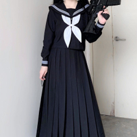 【神北JK】黑三本日系正版水手服jk制服基礎款春夏校拱中間服套裝--享樂