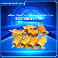 5PCS 10W-RX24 Aluminum Power Metal Shell Case Wirewound Resistor 0.1 0.5 1 2 3 5 6 8 10 20 100 150 200 300 500 1K 10K ~ 30Kohm