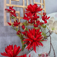 新款紅色系花藝新中式仿真花玉蘭花鐵線蓮迎賓區裝飾擺件布置婚禮