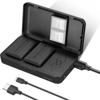 NEEWER 2-Pack LP-E6 LP-E6N Replacement Batteries and an USB Dual Charging Case Set for Canon 5D Mark II III 60D 6D 70D 80D 90D