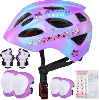 Kids Bike Helmet Toddler Helmet Knee Pads Elbow Pads Wrist Guard Adjustable Gear Set with DIY Sticke