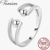 Trumium 100% S925 Sterling Silver Anti Fidget ring Adjustable Opening Bead Rings for Women's Finger Rotation Ring