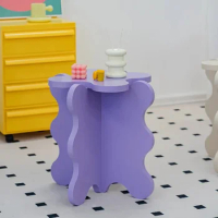 Pattern Cartoon Petal Side Table Ins Small Apartment Color Small Table Shooting Props Cream Wind Wave Corner Several Side Tables