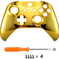 For Microsoft Xbox One S &amp; Xbox One X Controller Chrome Gold Edition Front Housing Shell Case Cover Faceplate Replacement