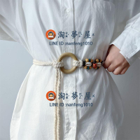 韓版編織麻繩腰帶打結收腰百搭配連衣裙女毛衣襯衫腰鏈時尚【淘夢屋】